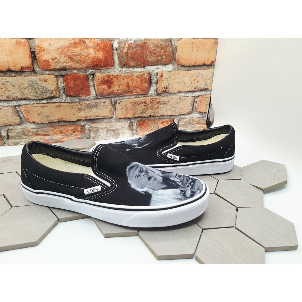 Vans Classic Slip-On Back To The Future Marty Doc Brown Shoes Men's Sz 9 Rare - Picture 3 of 8